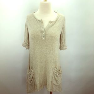 Kim & Cami Women's Short Sleeve Brown Tunic Top S